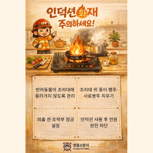 인덕션 화재 주의하세요!